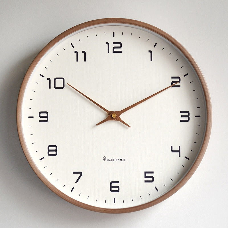 Reloj de Pared Redondo con Marco de Madera - Diseño Minimalista
