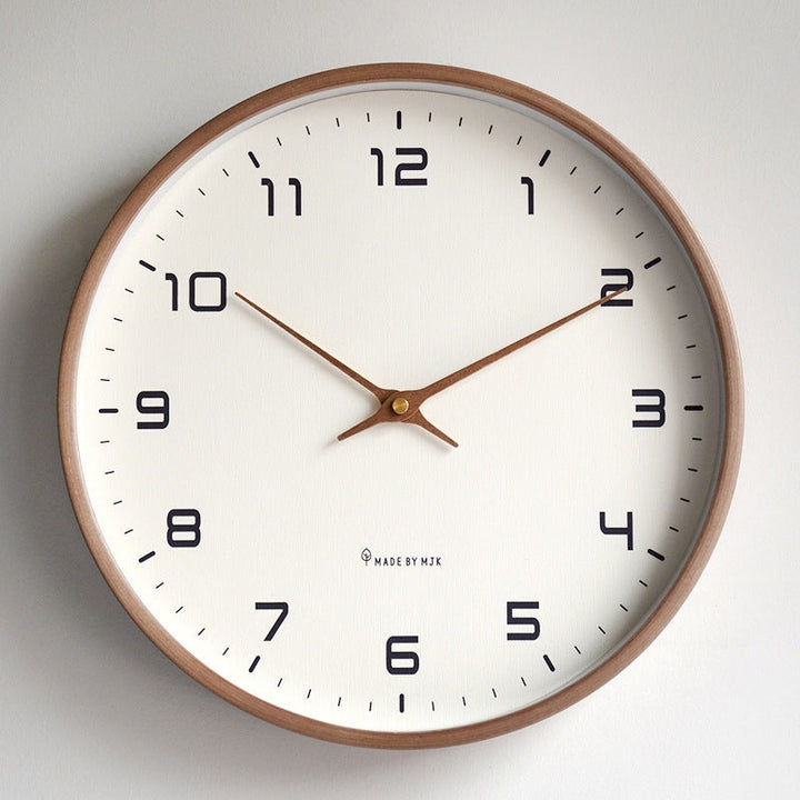 Reloj de Pared Redondo con Marco de Madera - Diseño Minimalista
