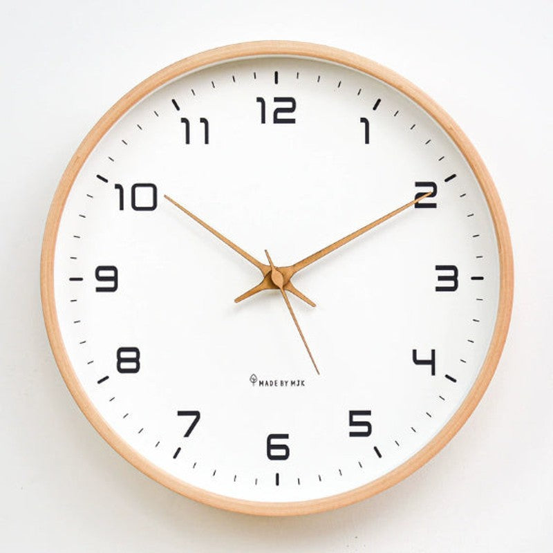 Reloj de Pared Redondo con Marco de Madera - Diseño Minimalista