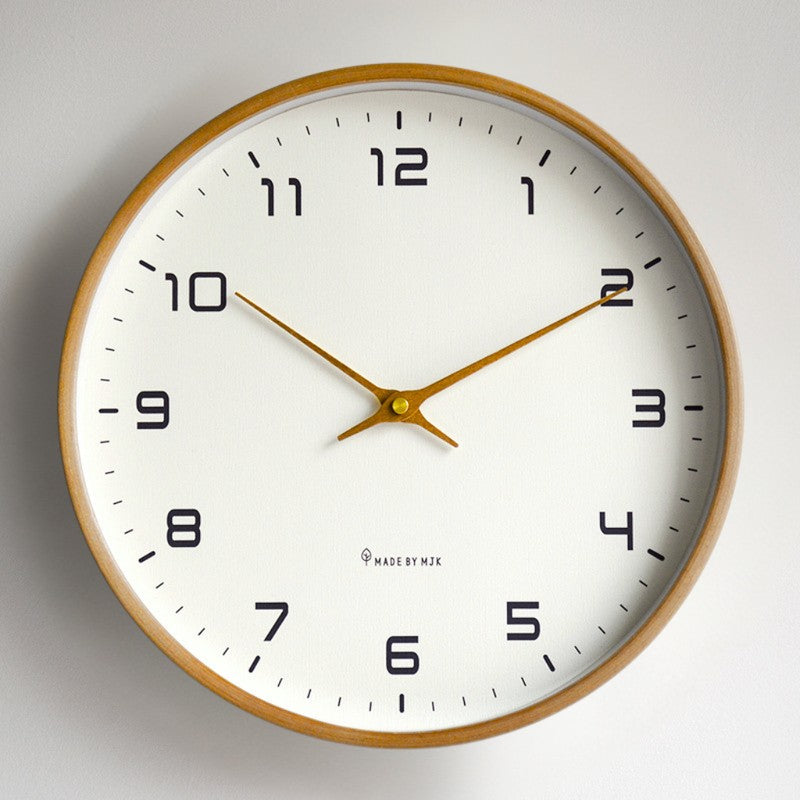 Reloj de Pared Redondo con Marco de Madera - Diseño Minimalista