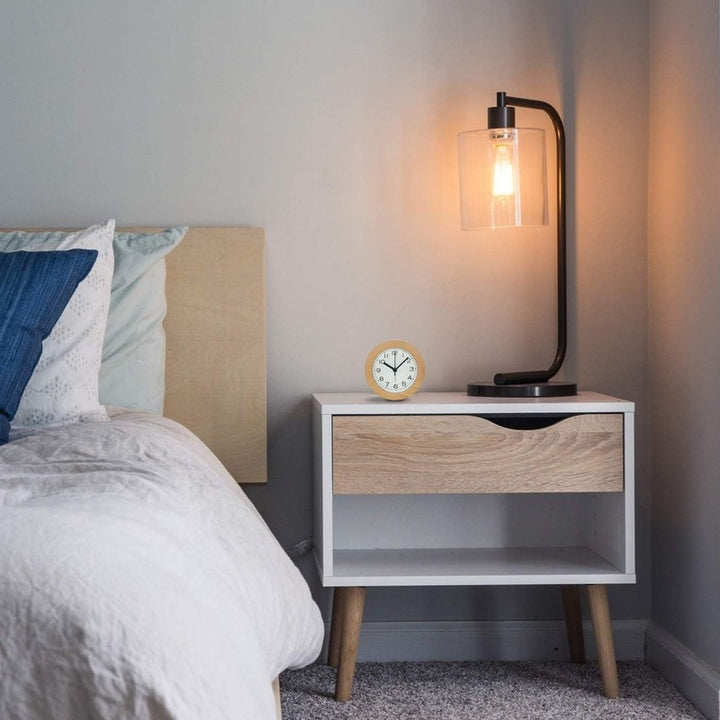 Reloj Despertador de Madera - Esfera Blanca con Números Arábigos
