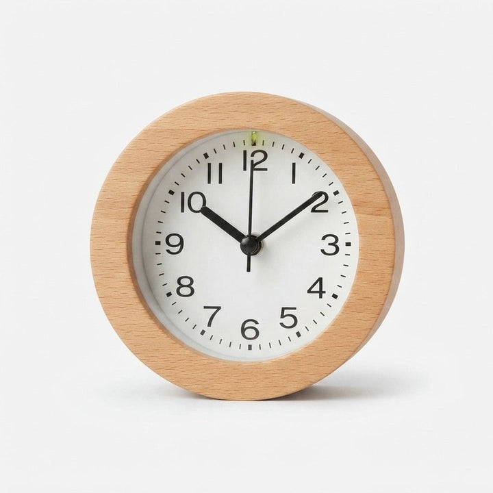 Reloj Despertador de Madera - Esfera Blanca con Números Arábigos