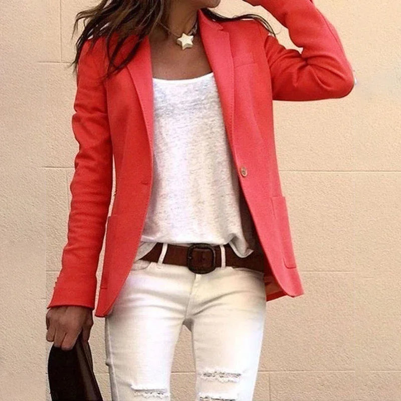 Blazer Entallado con Botón – Rojo