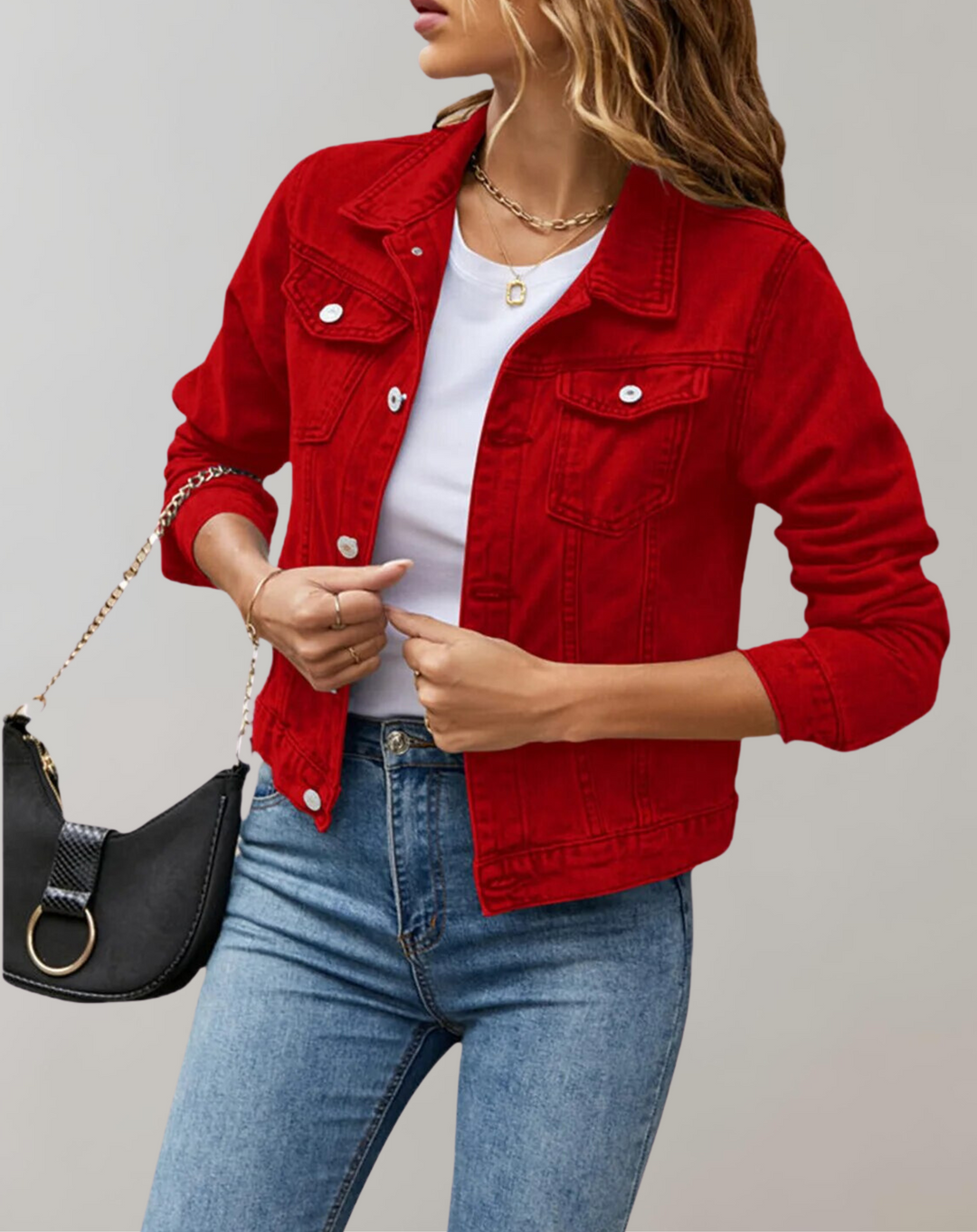 Chaqueta Corta con Botones – Rojo