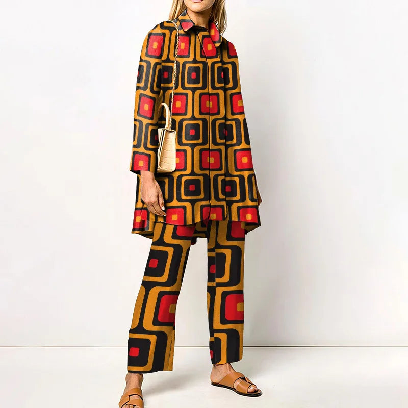 Conjunto Estampado Elegante – Rojo
