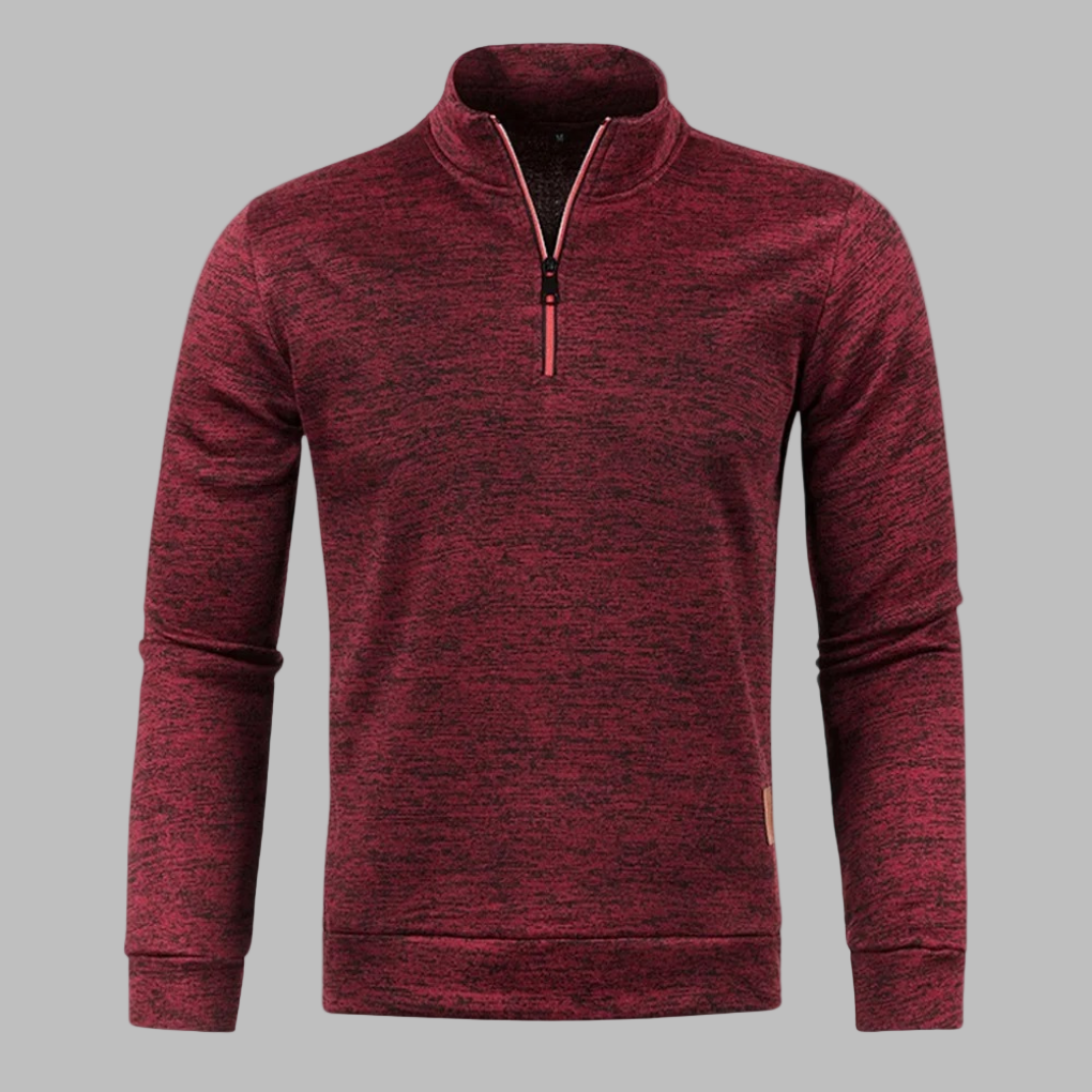 Jersey Jaspeado con Cremallera – Rojo