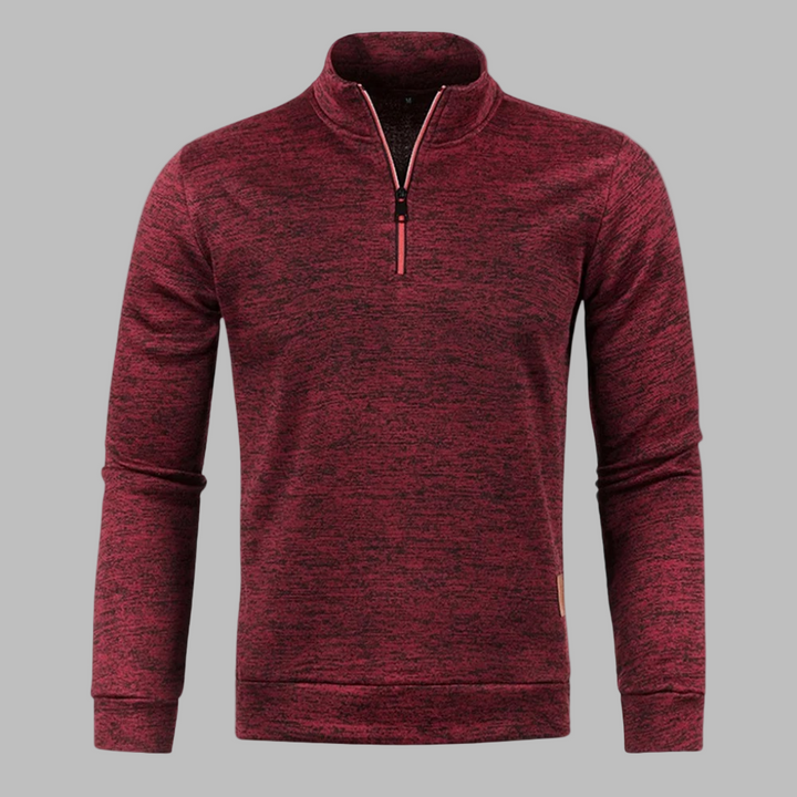 Jersey Jaspeado con Cremallera – Rojo