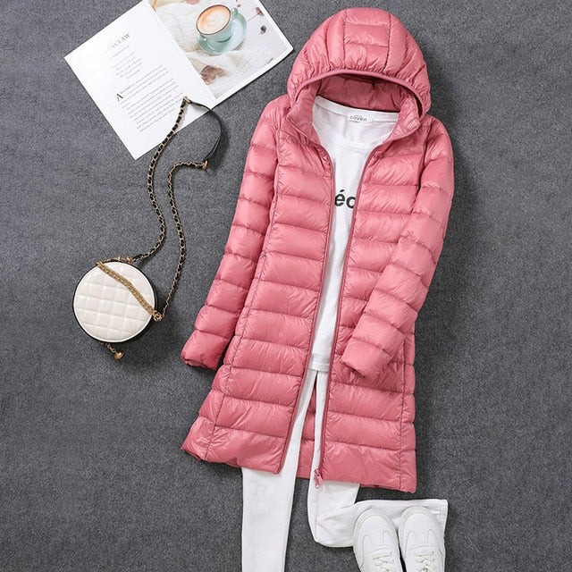 Abrigo Largo Acolchado – Rosa