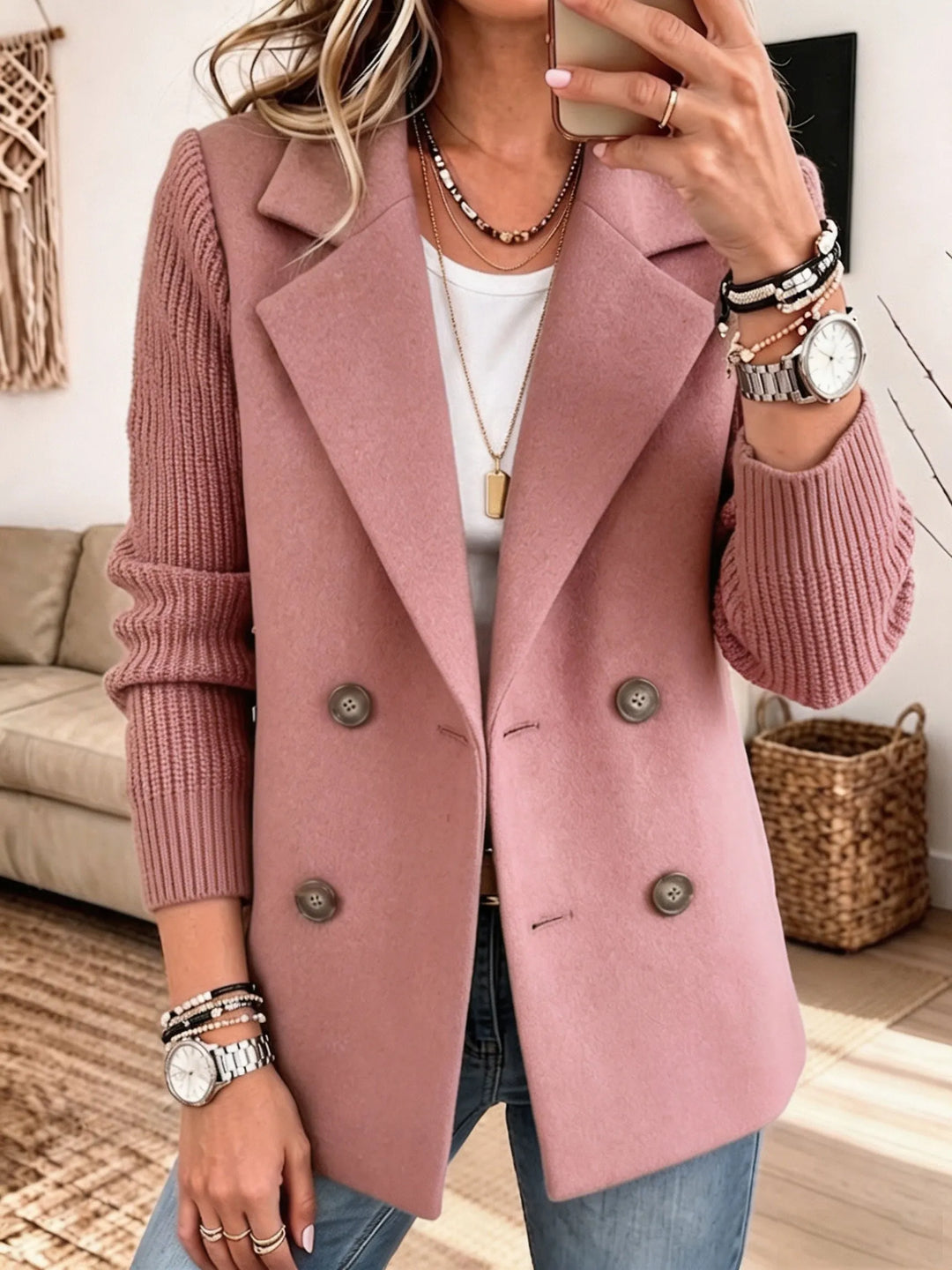 Blazer de Doble Botonadura – Rosa