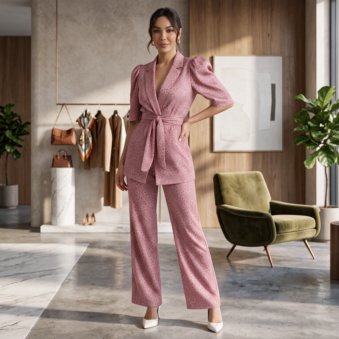 Conjunto de Blusa y Pantalón – Rosa