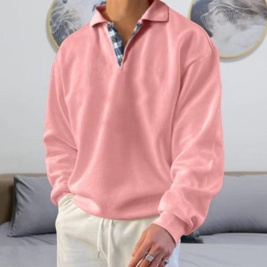 Polo Relajado de Manga Larga – Rosa