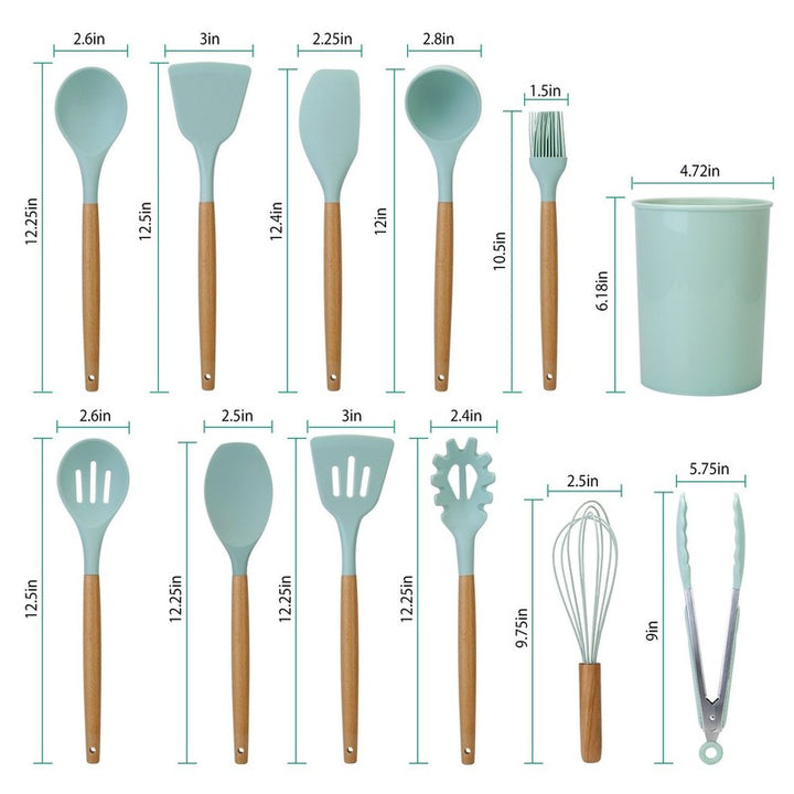 Set de utensilios de cocina de silicona - 11 piezas