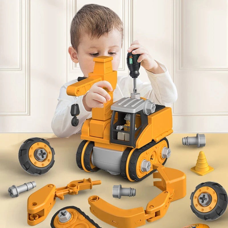 Set de vehículos de construcción para niños - Con herramientas de montaje