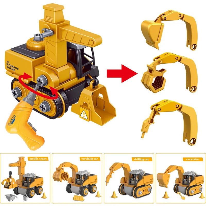 Set de vehículos de construcción para niños - Con herramientas de montaje