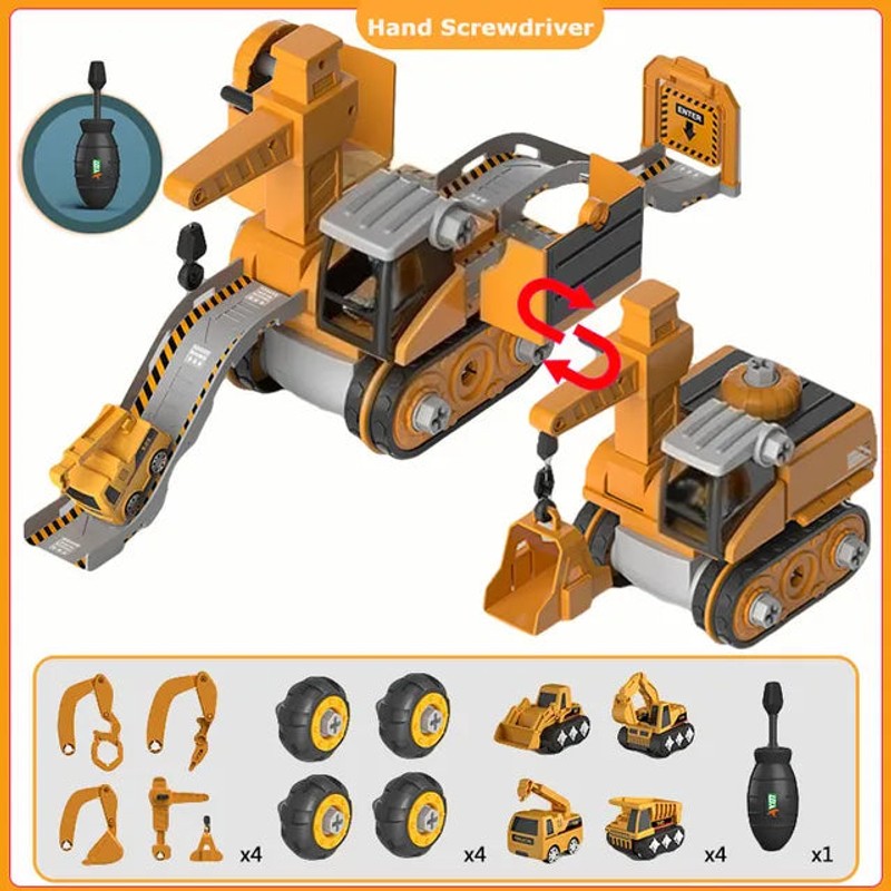 Set de vehículos de construcción para niños - Con herramientas de montaje