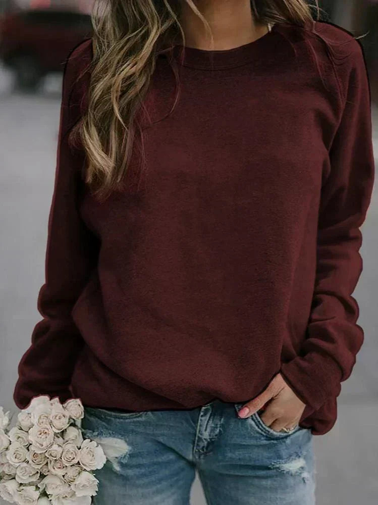 Sudadera Básica de Cuello Redondo – Burdeos