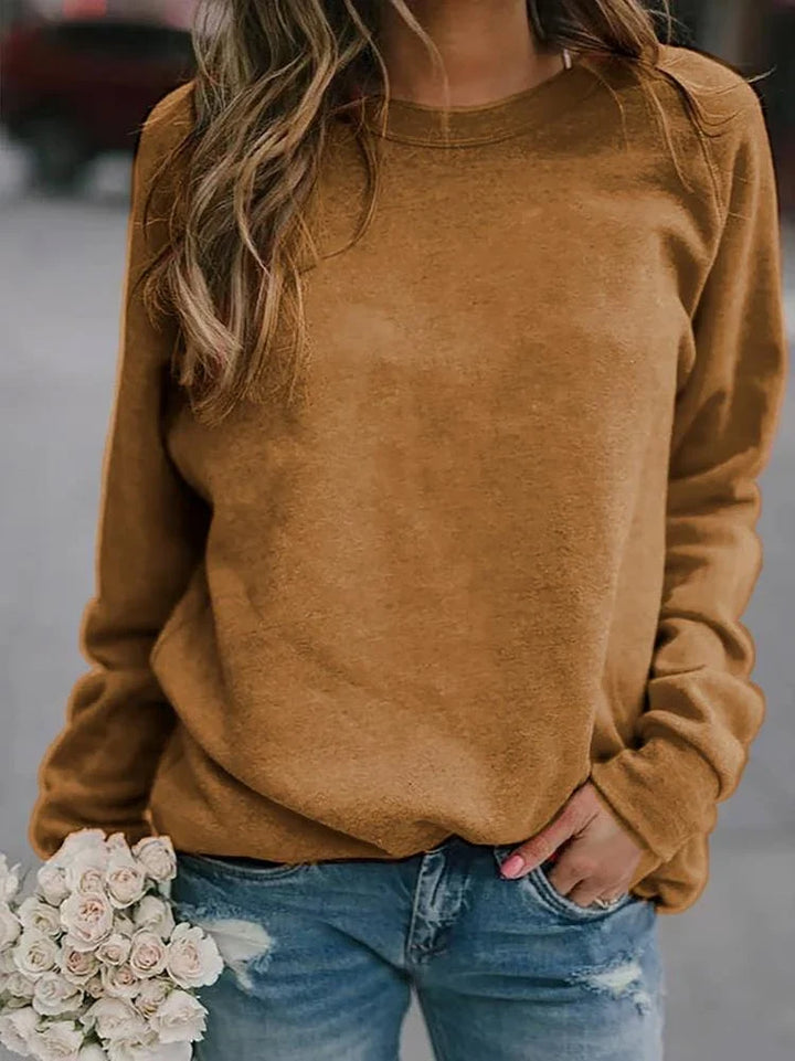 Sudadera Básica de Cuello Redondo – Caqui