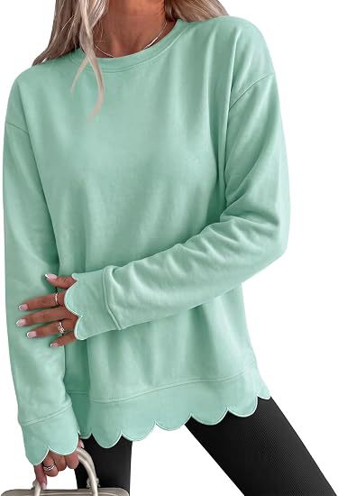 Sudadera con Bajo Ondulado – Verde Claro