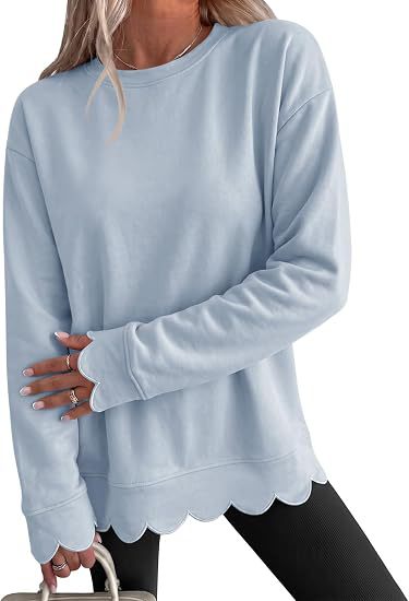 Sudadera con Bajo Ondulado – Celeste