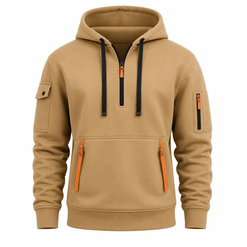 Sudadera con Media Cremallera – Caqui