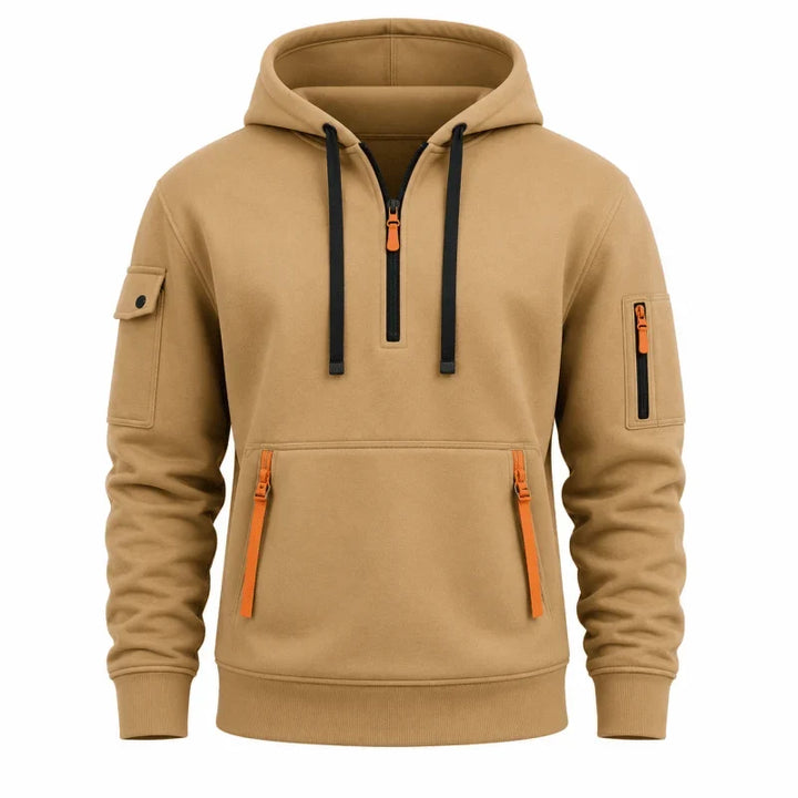 Sudadera con Media Cremallera – Caqui