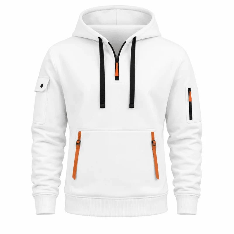 Sudadera con Media Cremallera – Blanco