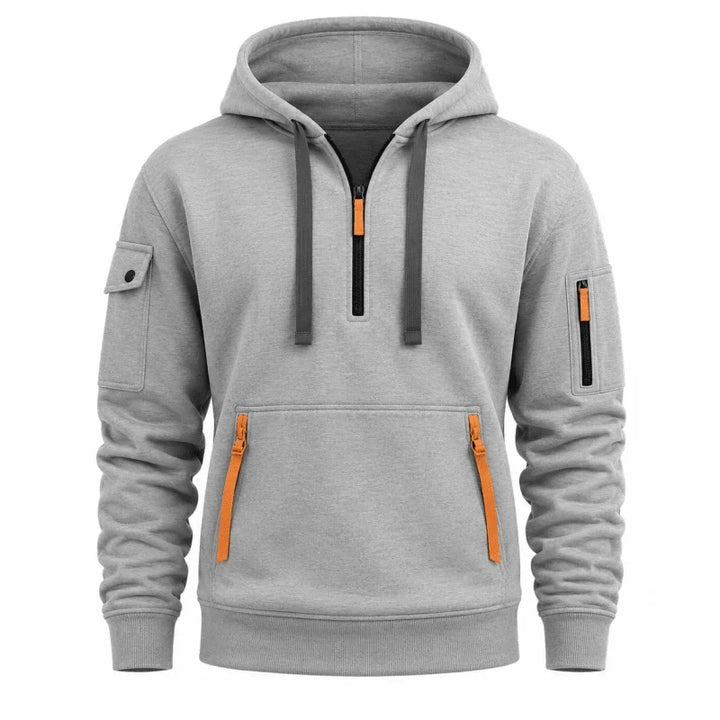 Sudadera con Media Cremallera – Gris Claro
