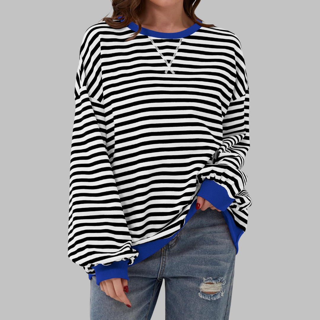 Sudadera Oversize a Rayas – Negro