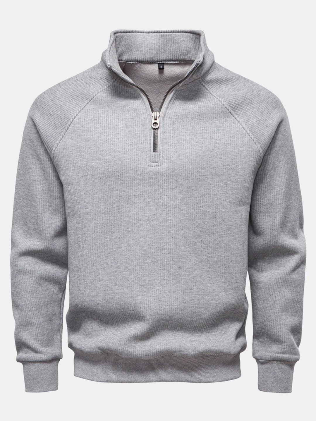 Sudadera Raglán de Cuello Alto – Gris Claro