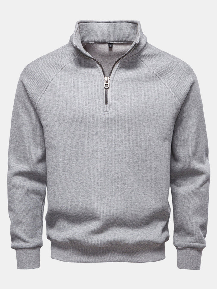 Sudadera Raglán de Cuello Alto – Gris Claro