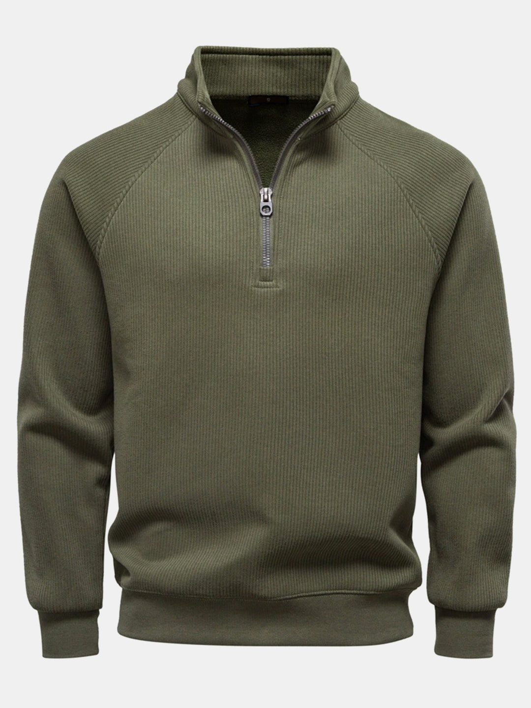 Sudadera Raglán de Cuello Alto – Verde Oliva