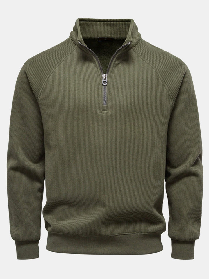 Sudadera Raglán de Cuello Alto – Verde Oliva