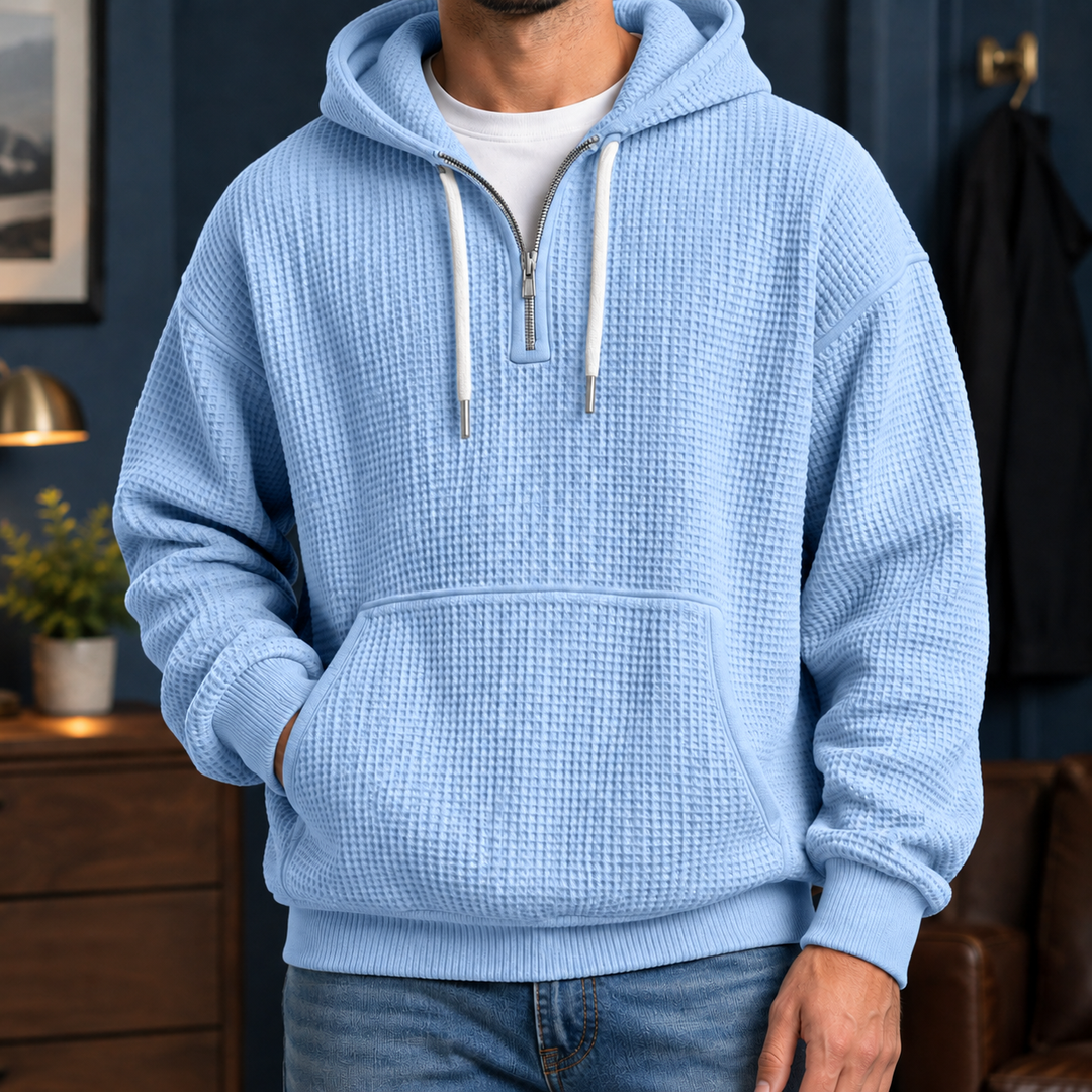 Sudadera Relajada con Capucha – Azul Claro