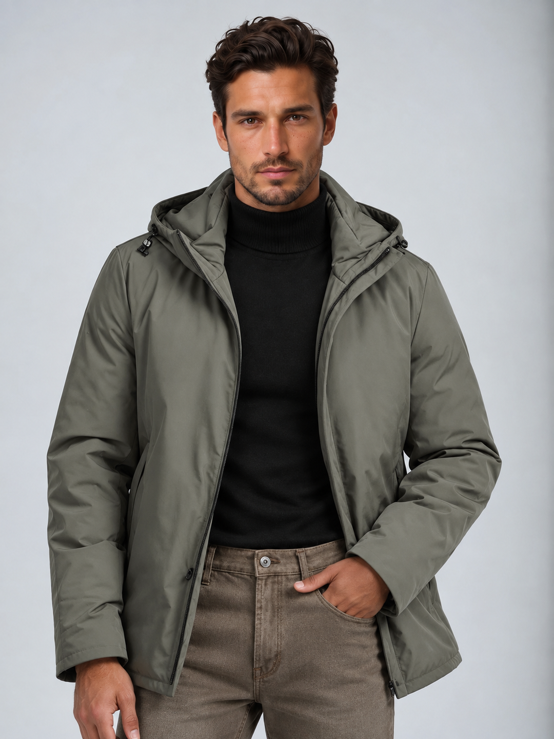Chaqueta Recta con Capucha