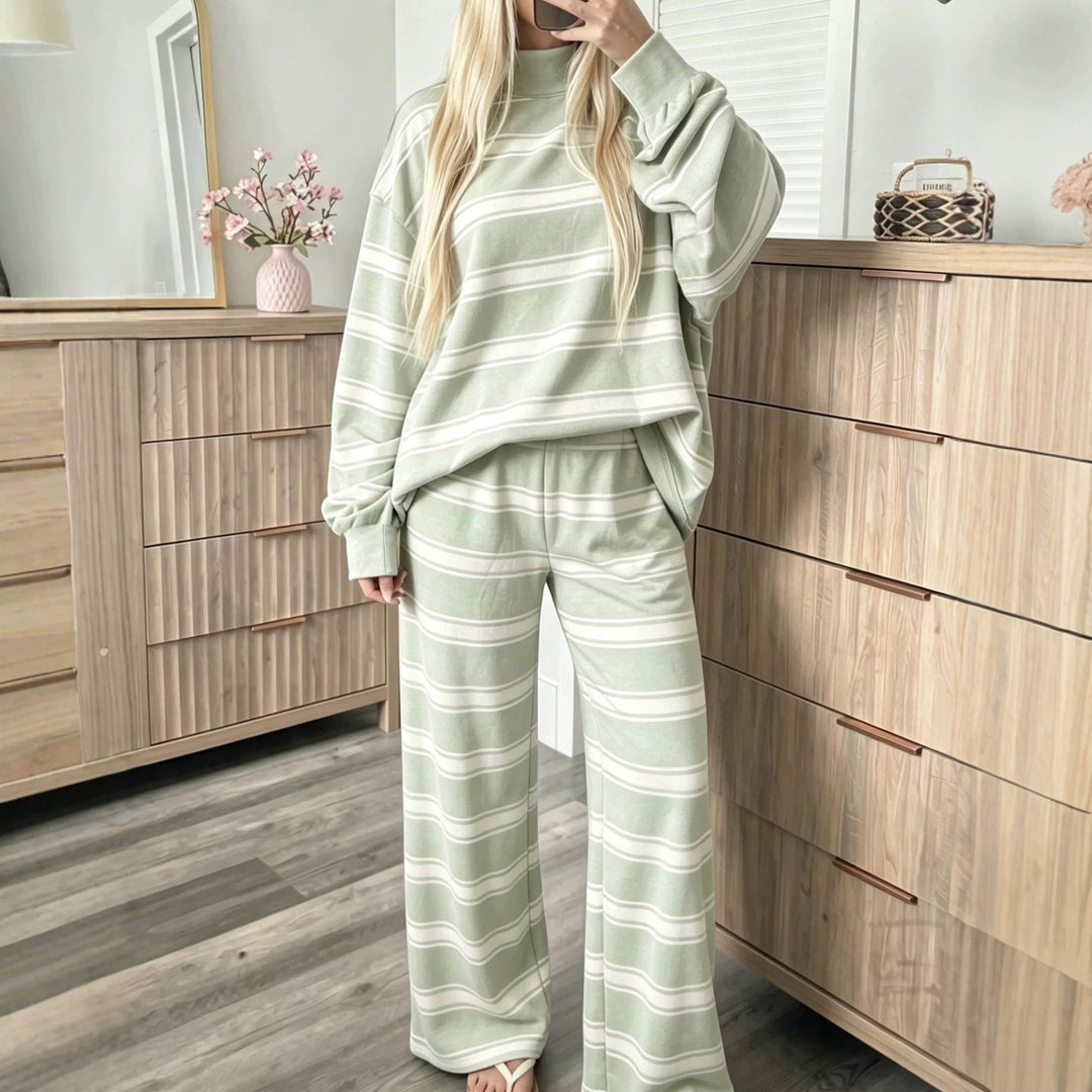 Conjunto Casual a Rayas – Verde Pradera