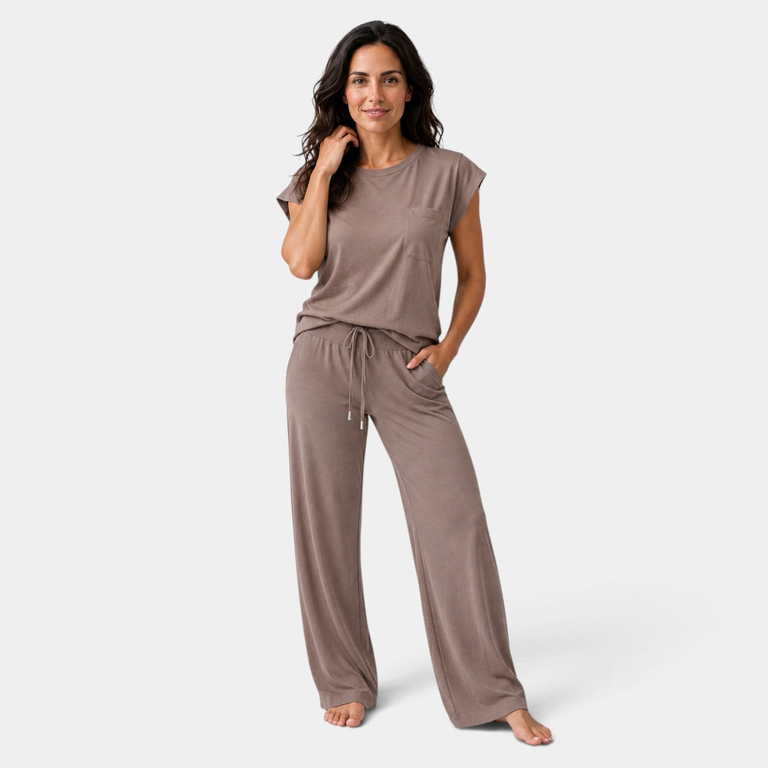 Conjunto Fluido de Pantalón – Marrón