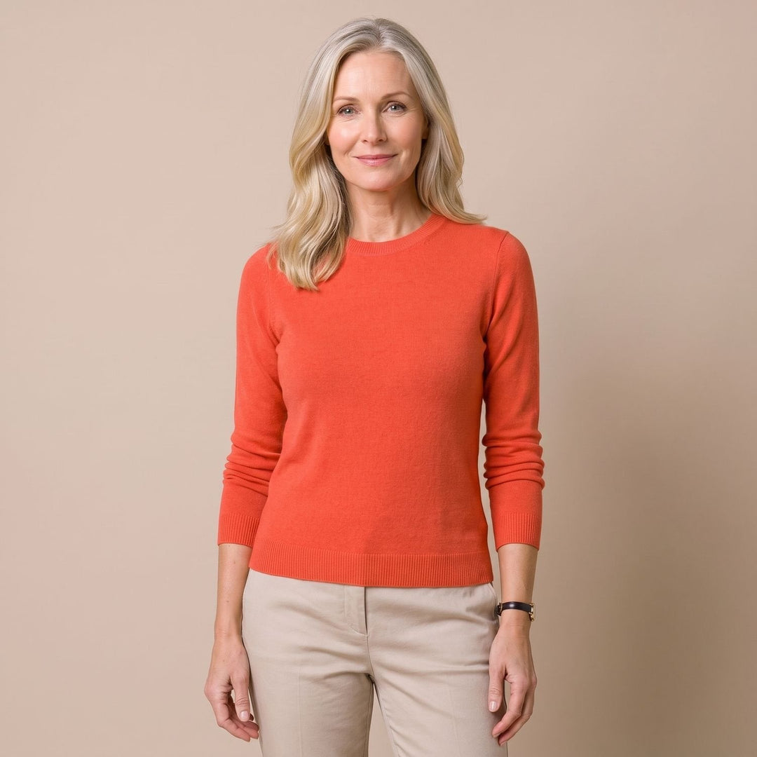 Jersey Entallado de Cuello Redondo – Naranja