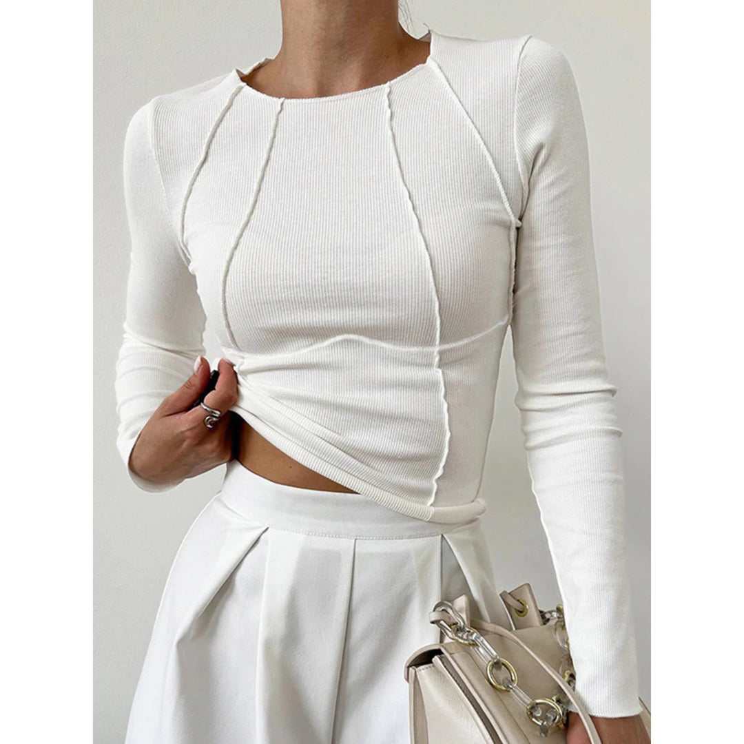 Top Ajustado de Manga Larga – Blanco