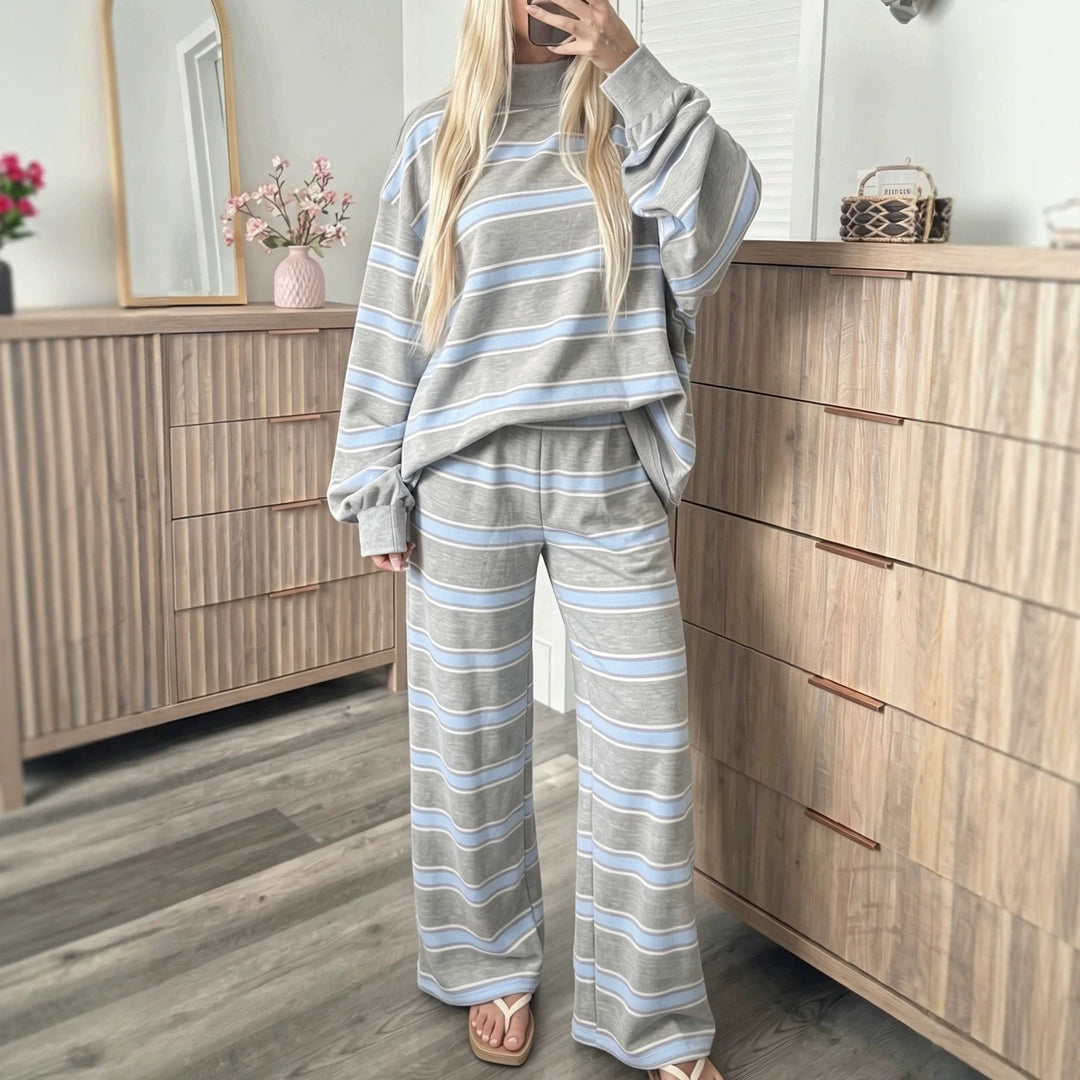 Conjunto Casual a Rayas – Gris