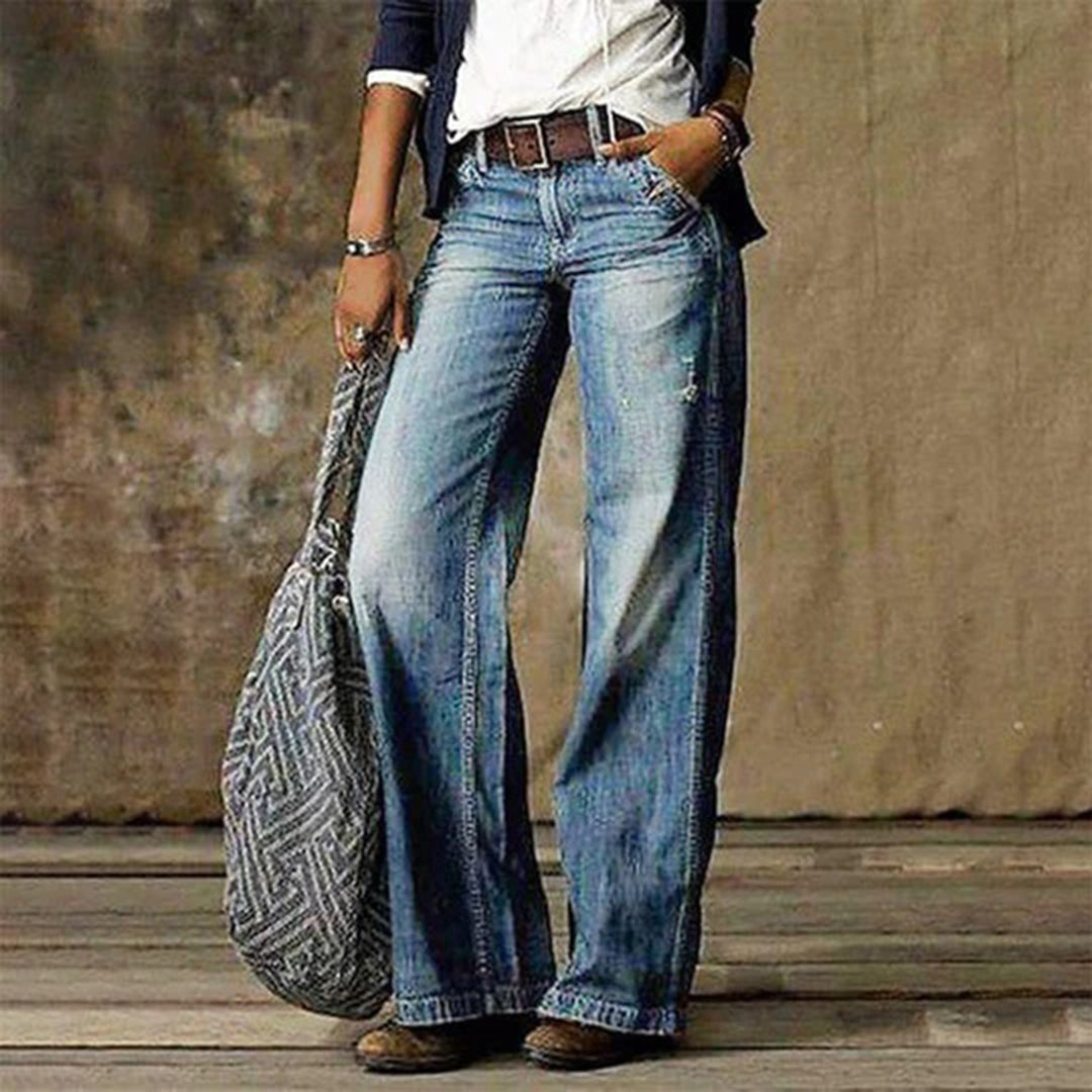 Pantalón Ancho de Estilo Retro – Azul Claro