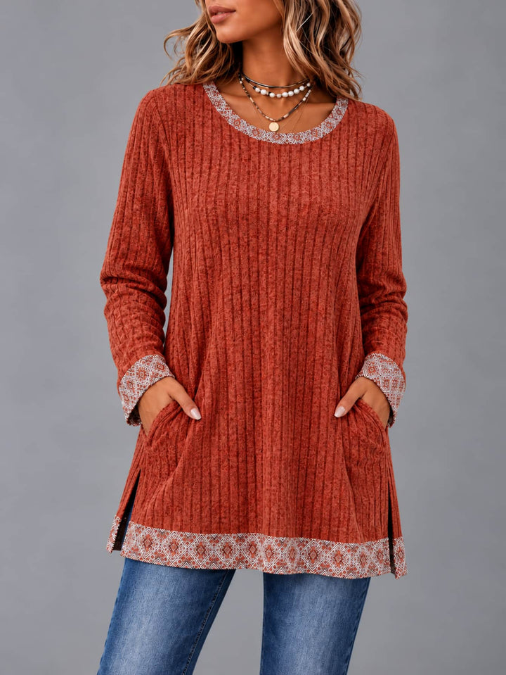 Top Casual con Bolsillos – Rojo Anaranjado