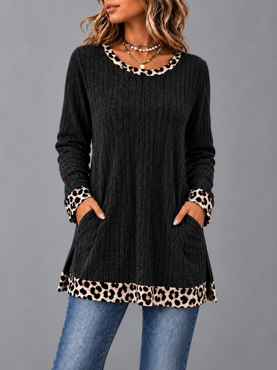 Top Casual con Bolsillos – Negro