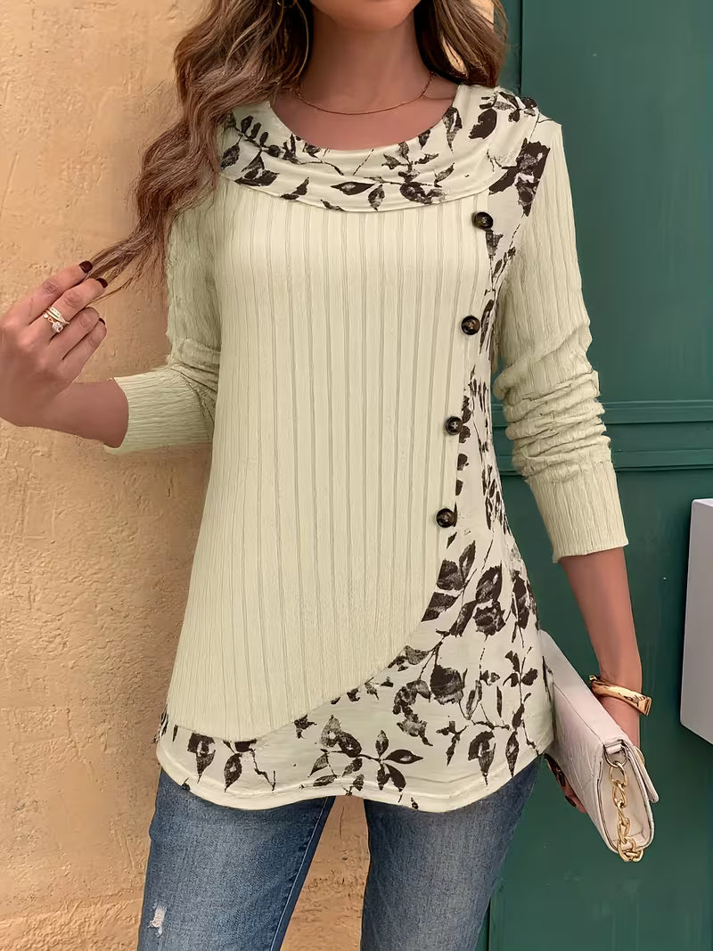 Top con Botones Decorativos – Crema