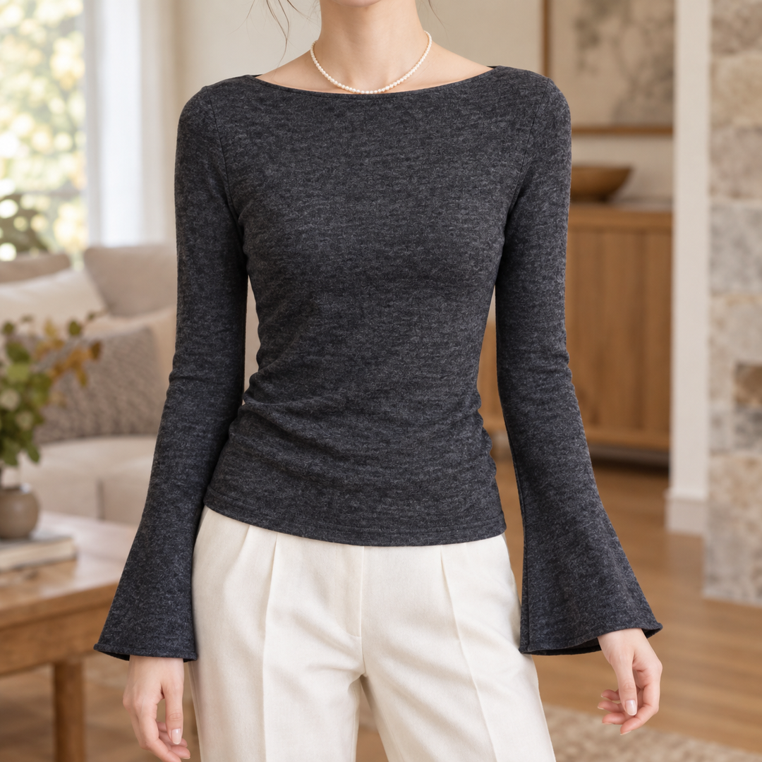Top con Cuello Barco – Gris