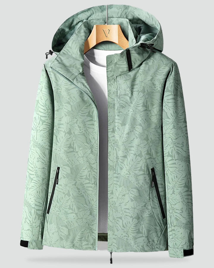 Chaqueta Estampada con Capucha – Turquesa