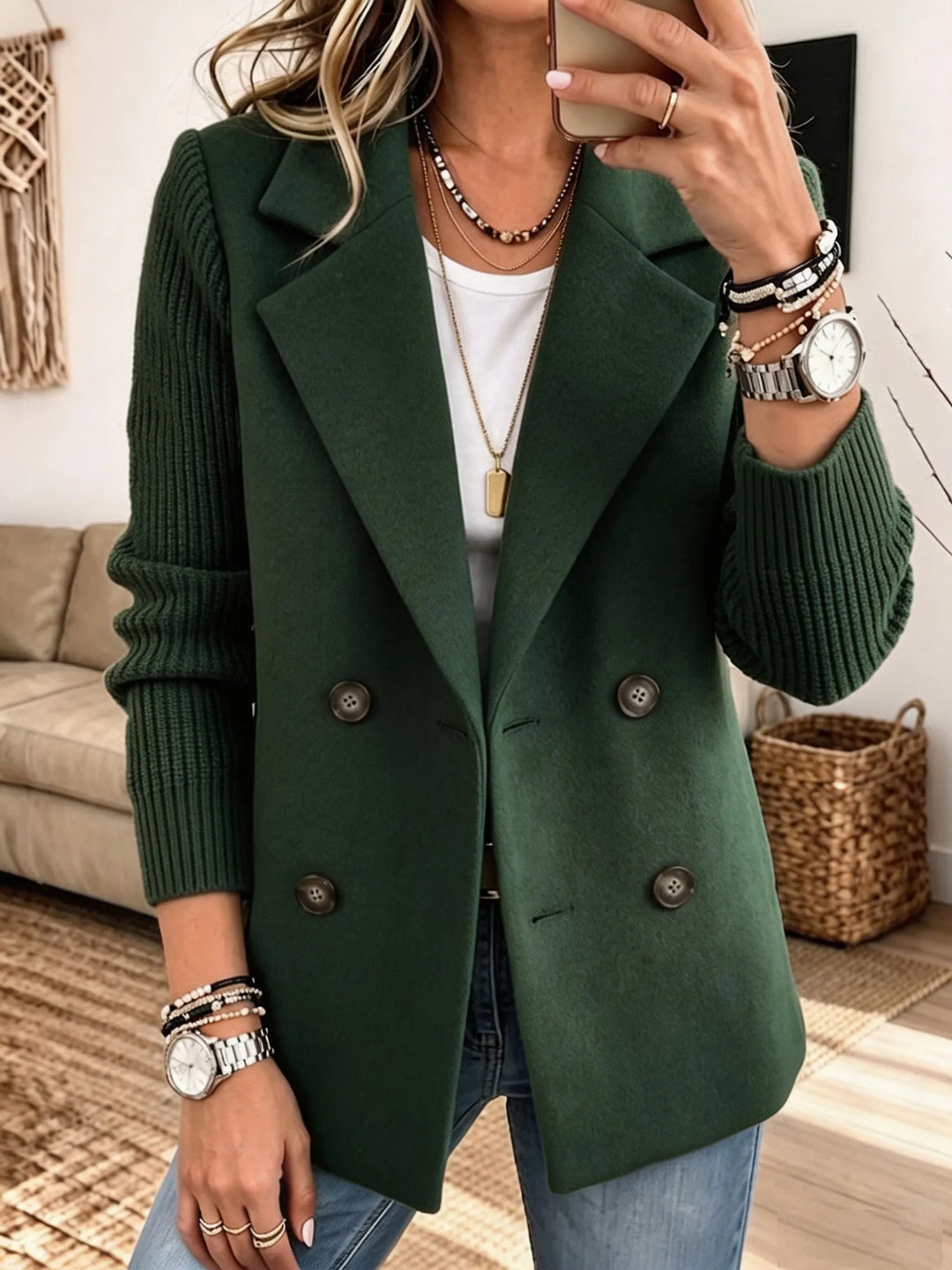 Blazer de Doble Botonadura – Verde Oscuro