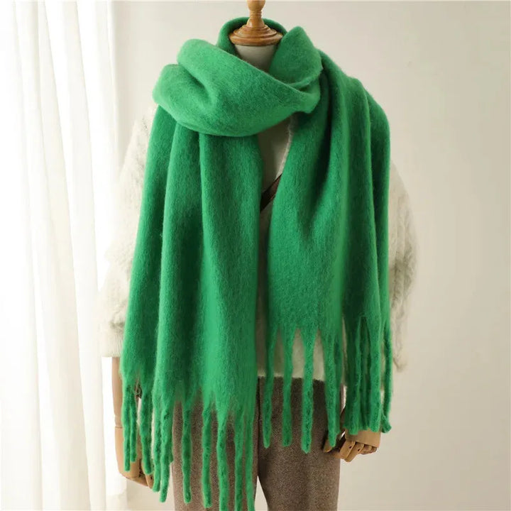Bufanda Larga con Flecos – Verde