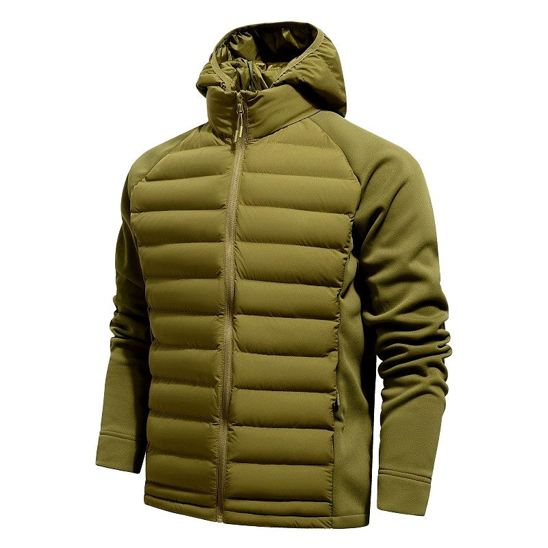 Chaqueta Híbrida con Capucha – Verde Oliva