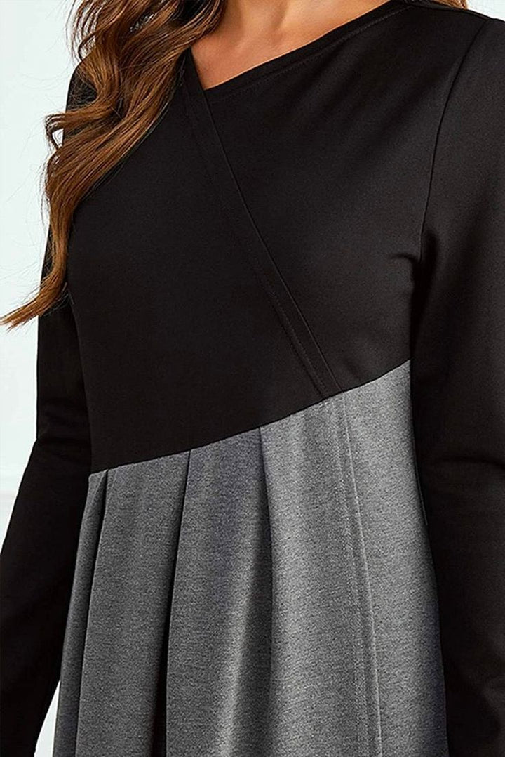 Vestido Midi Bicolor Gris