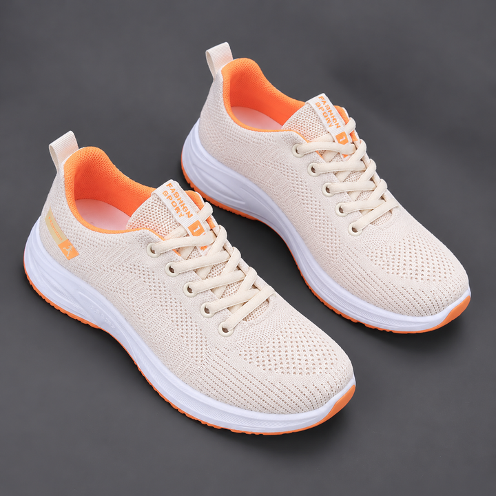 Zapatillas Ligeras de Suela Flexible – Crema y Naranja